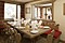 Catered Chalet Perdrix Blanche dining room, skiing in Courchevel, France at Independent Ski Links Catered Chalet Perdrix Blanche dining room, skiing in Courchevel, France at Independent Ski Links